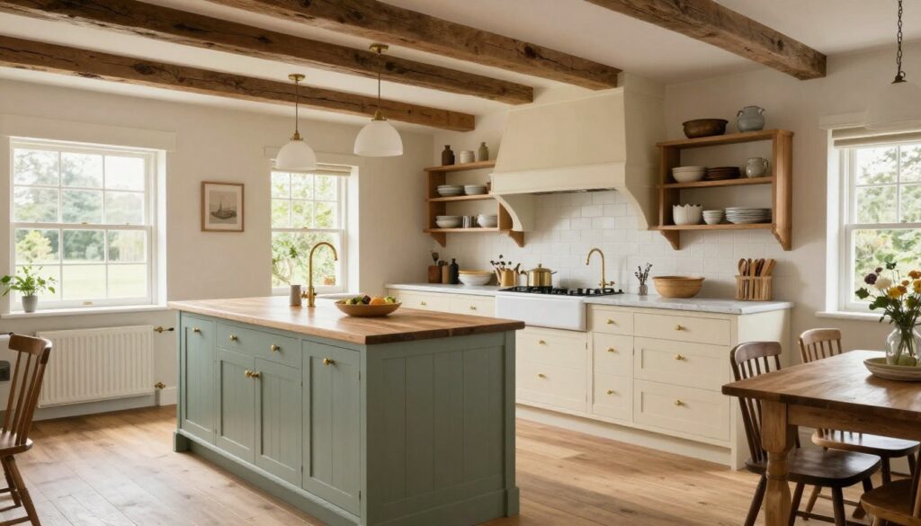 Complete English cottage kitchen showcasing all design elements