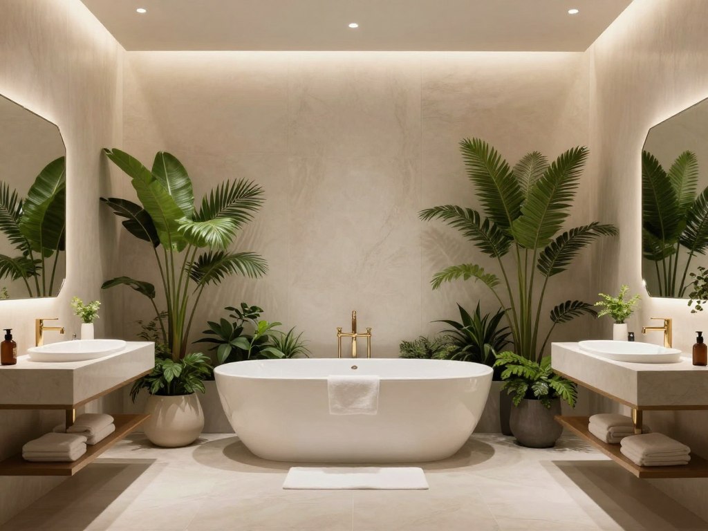 Complete luxury spa bathroom showing all design principles in harmony