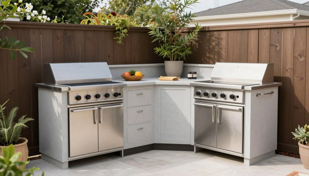 Complete small outdoor kitchen layout on patio