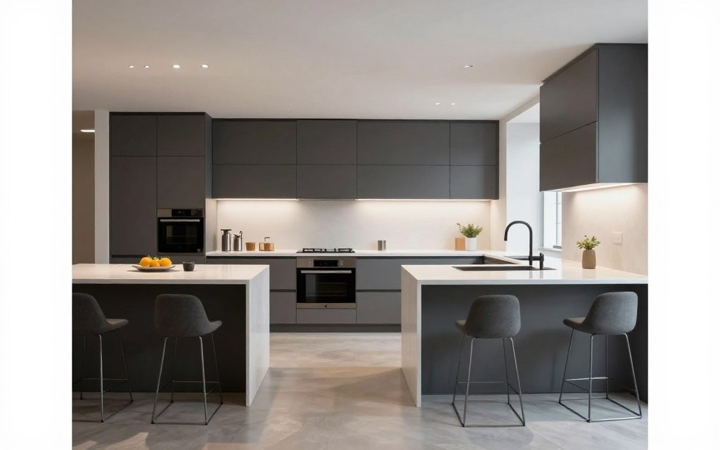 Contemporary kitchen design ignoring traditional triangle layout