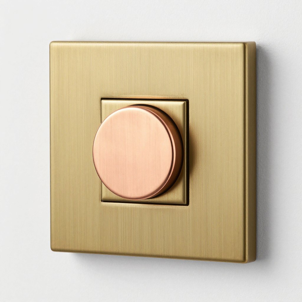 Decorative brass dimmer switch with warm metallic finish