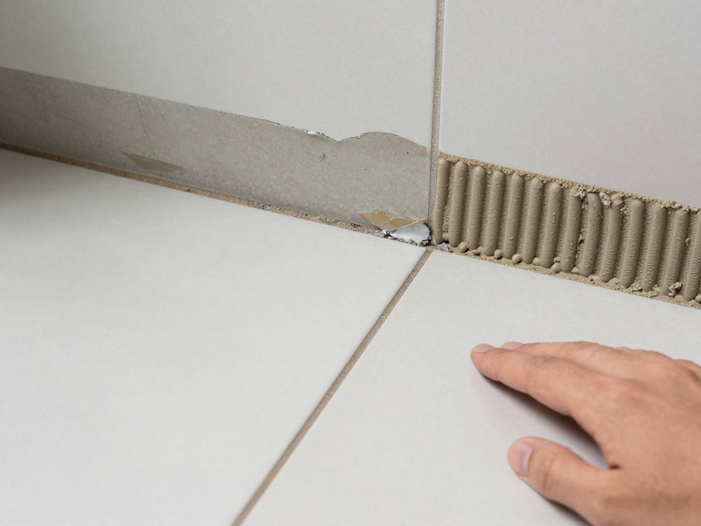Example of improper tile installation showing common mistakes
