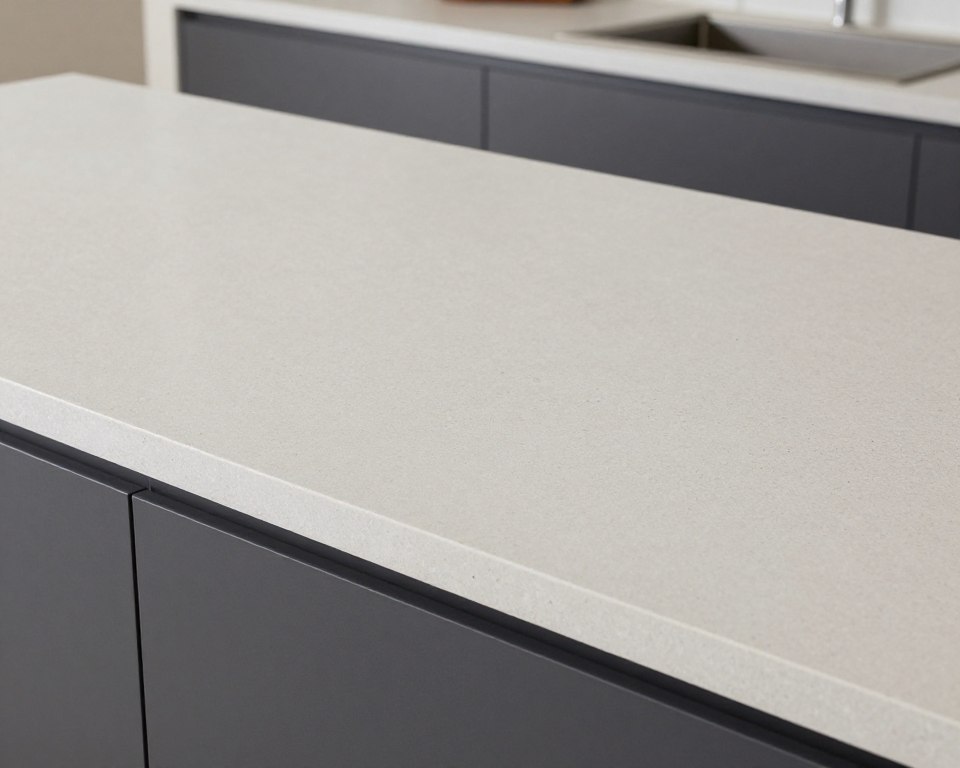 Fixed counter surfaces in outdoor kitchen