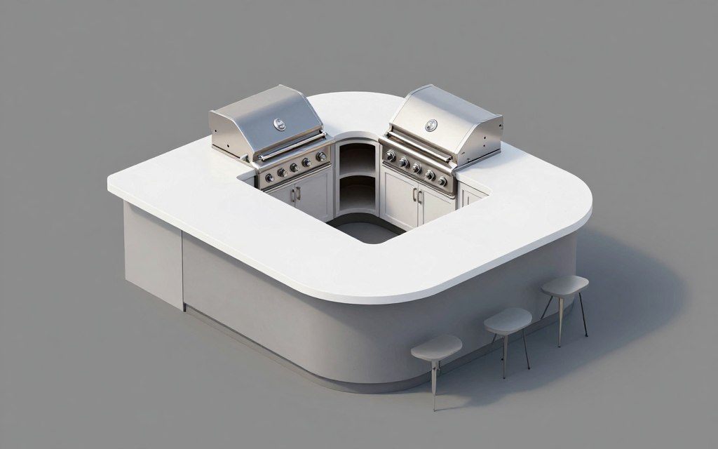 Freestanding outdoor kitchen island with multi-sided access