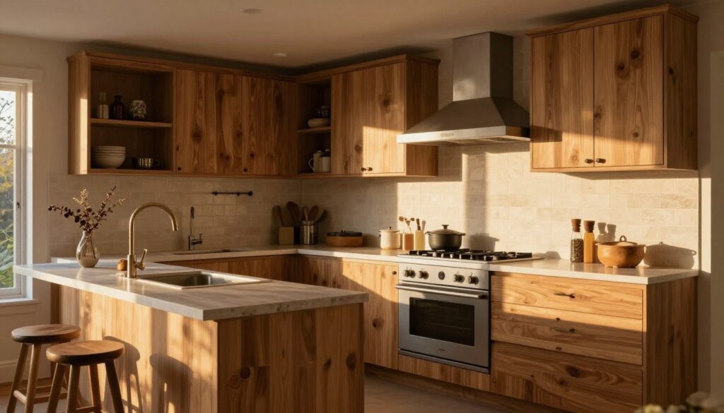 Inviting warm kitchen with all design elements creating a cozy welcoming space