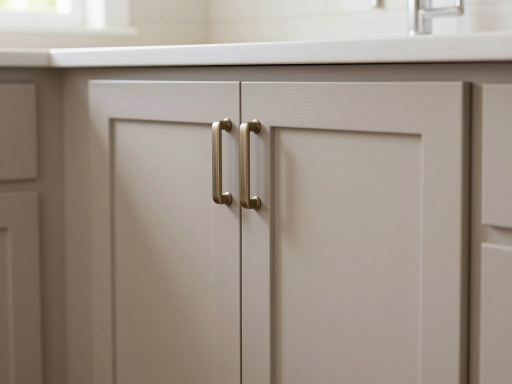 Kitchen cabinets painted in Sherwin Williams Accessible Beige showing warm undertones