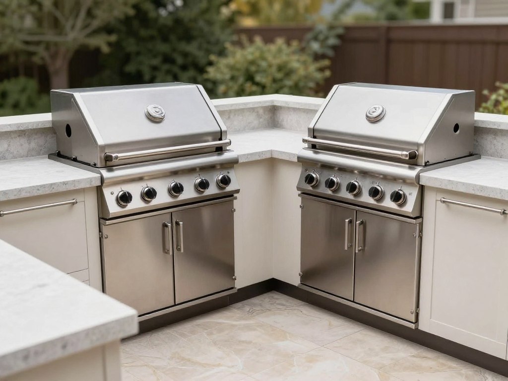 L-shaped outdoor kitchen with strategic appliance placement