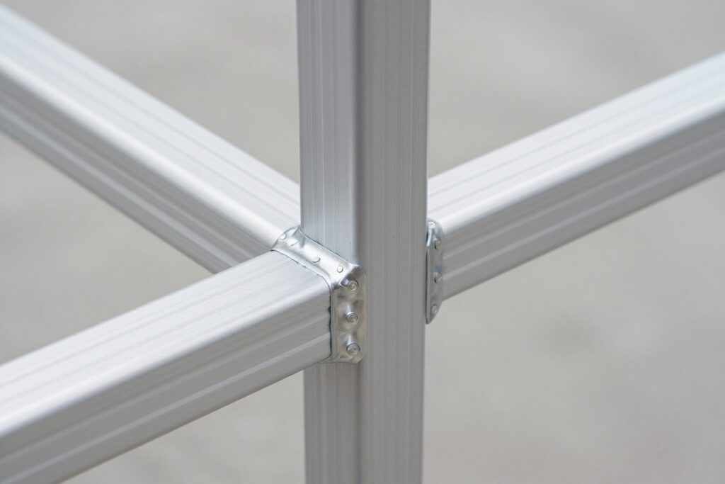 Metal furniture frame construction detail showing powder coating, NO PEOPLE, NO HUMANS, NO HANDS