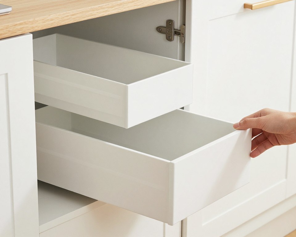 Organized outdoor kitchen storage with drawers and cabinets