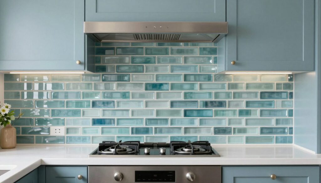 Partial backsplash installation showing focal area coverage to reduce costs