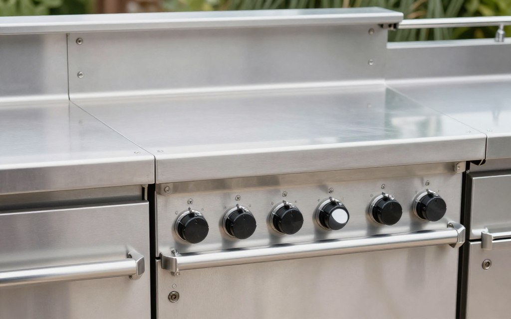 Stainless steel components in outdoor kitchen