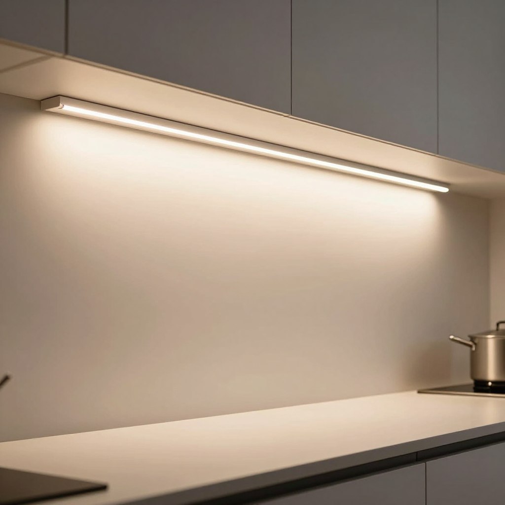 Under-cabinet LED light strip with warm color temperature