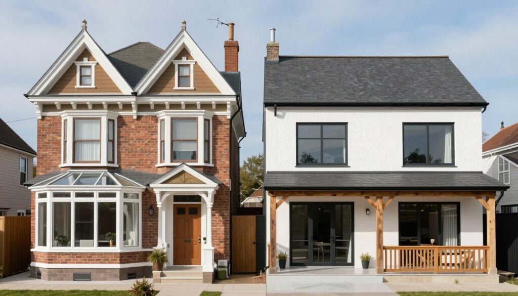 Various house styles showing appropriate sunroom compatibility, empty architectural examples