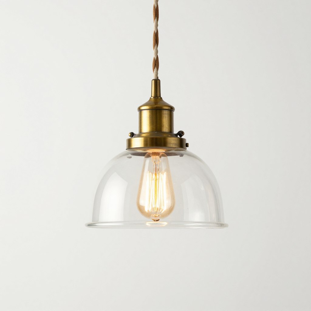 Vintage-style brass pendant light fixture