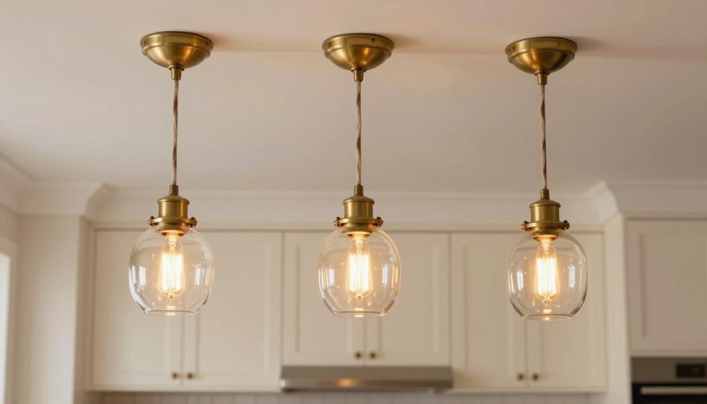 Vintage-style pendant lights in cottage kitchen