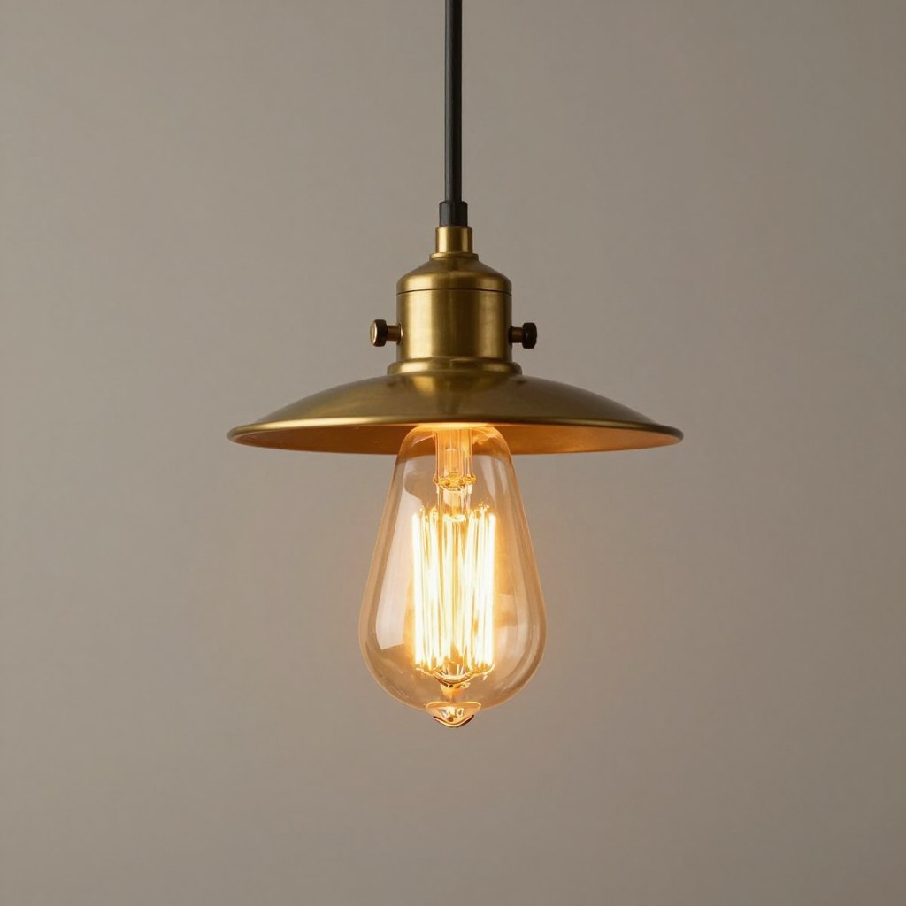 Warm brass pendant light fixture with vintage Edison bulb design