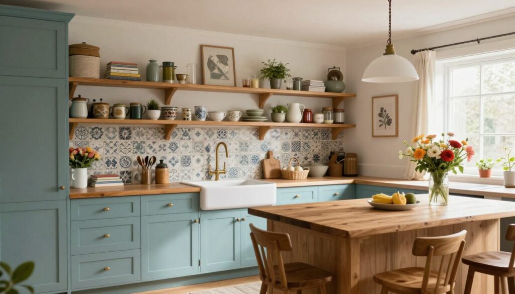 Warm inviting whimsical kitchen filled with personality, charm, and thoughtful design details creating the heart of the home