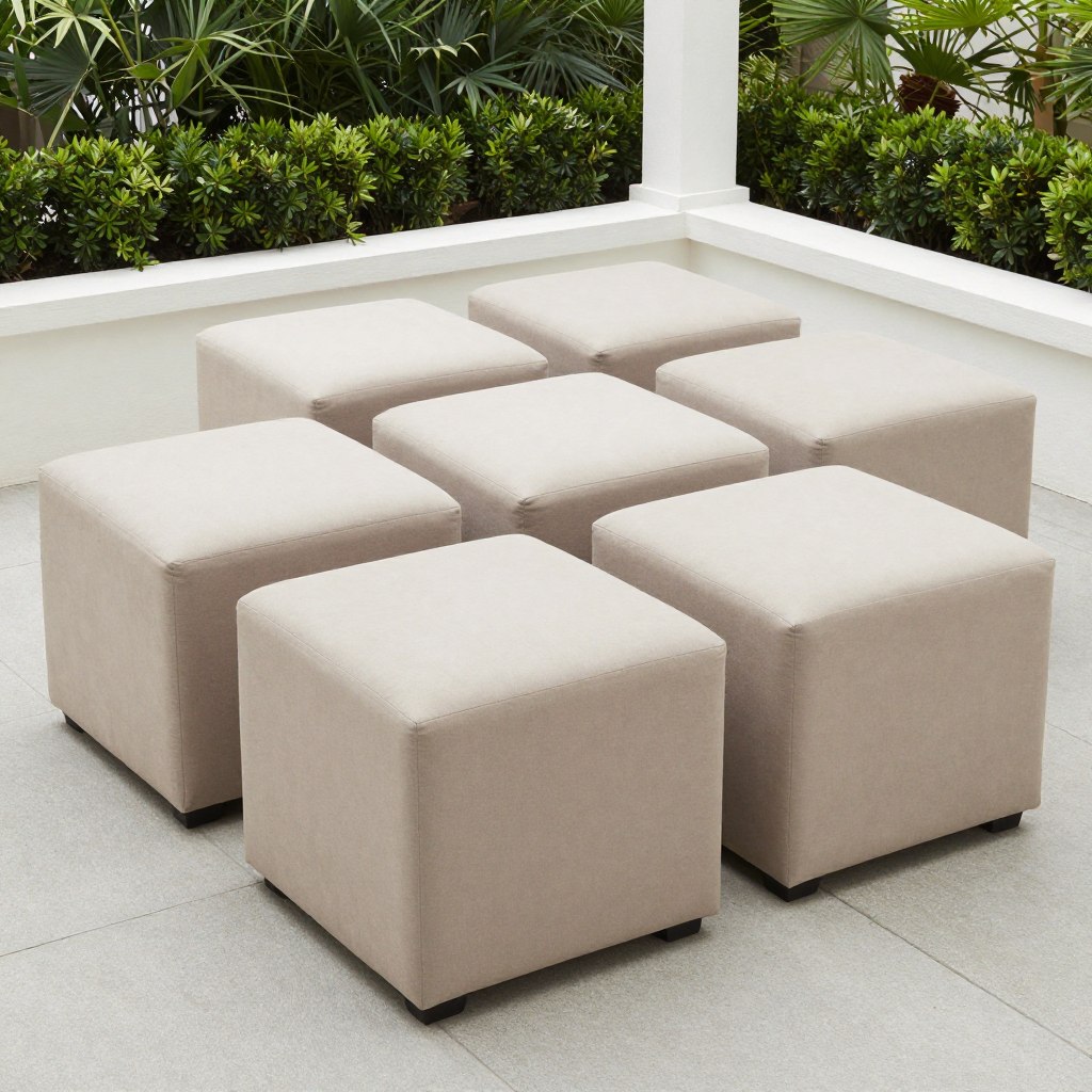 Weatherproof storage ottoman set, NO PEOPLE, NO HUMANS, NO HANDS