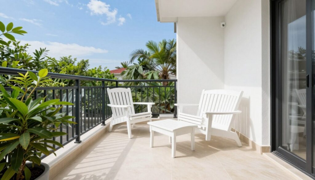 Well-maintained balcony showing seasonal care results