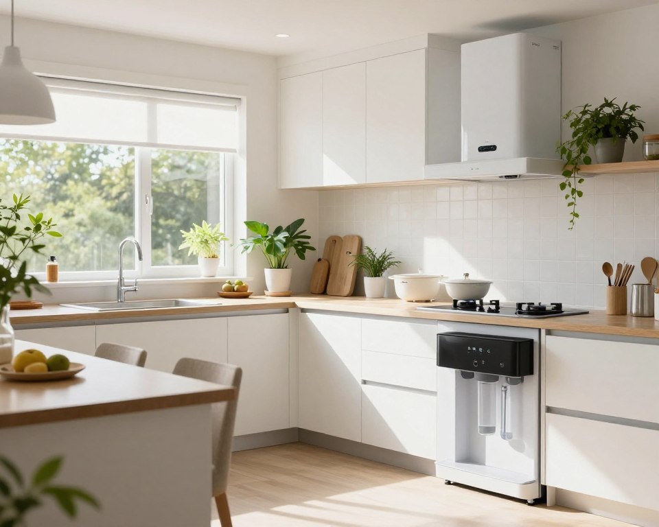 Wellness-focused kitchen with natural light and healthy design elements