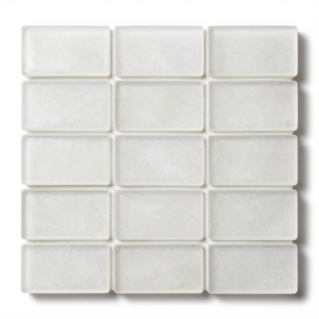 White frost subway sea glass tile with subtle texture