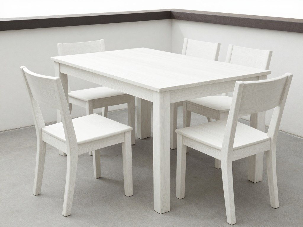 White oak dining table and chairs on modern balcony