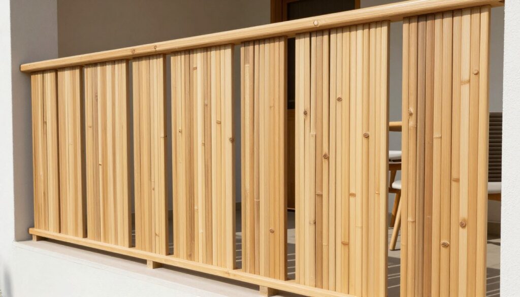 bamboo privacy screen on minimalist balcony