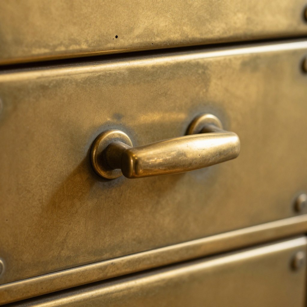 brass fixture detail showing patina
