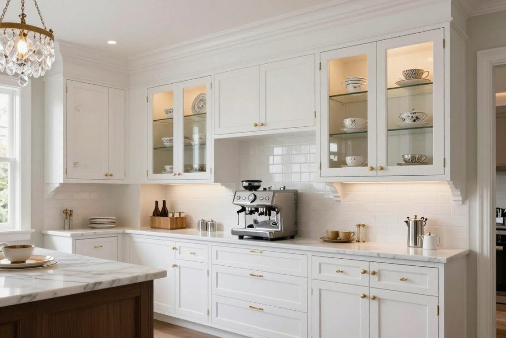 classic butler pantry with elegant coffee station