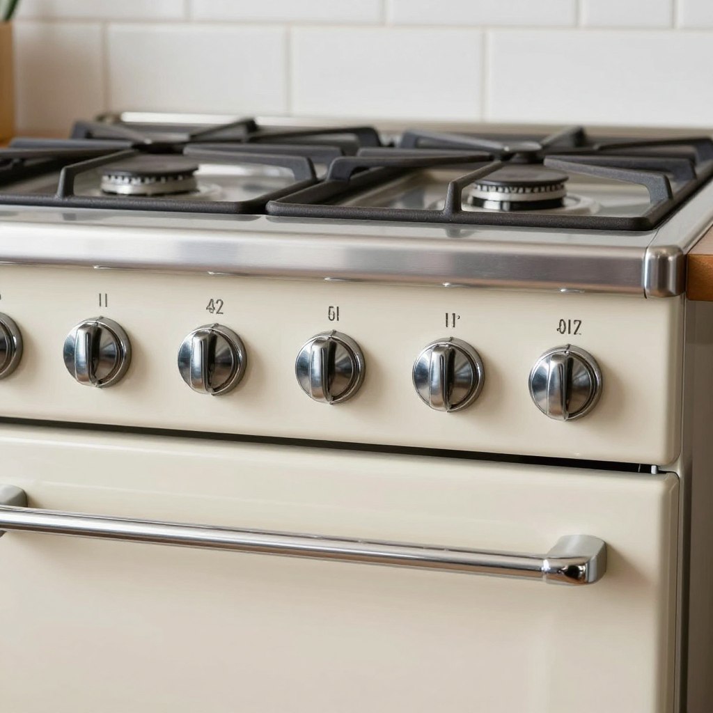 close-up of retro range with chrome details