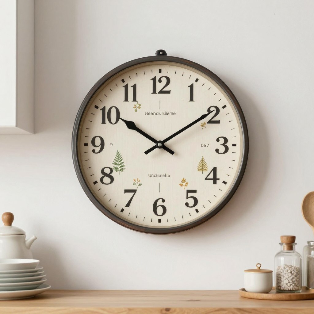 decorative kitchen clock with seasonal design