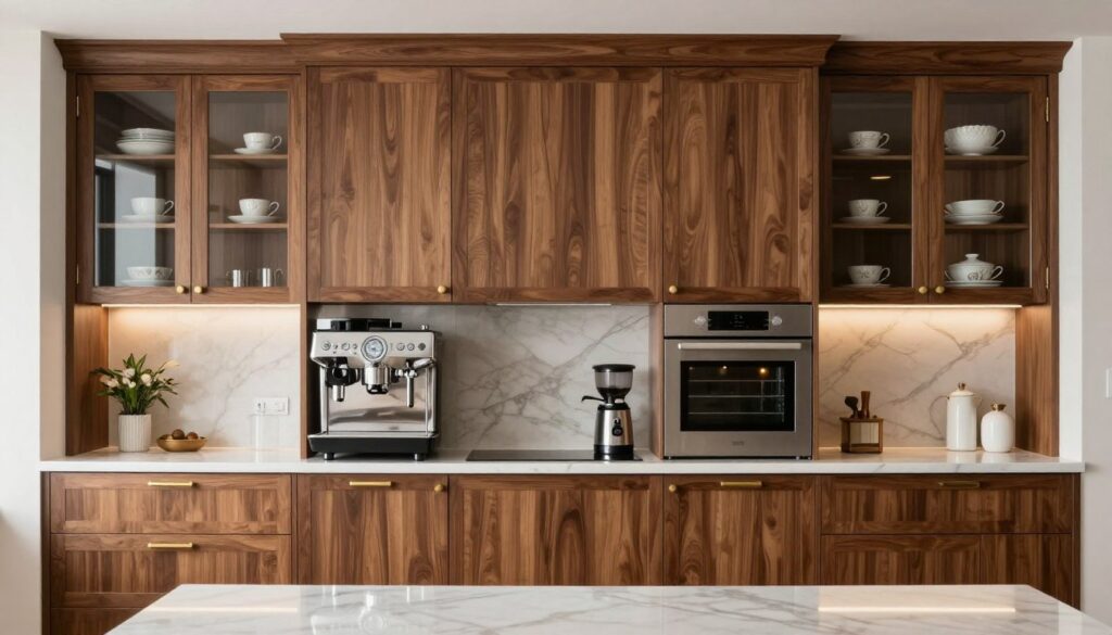 luxury appliance wall with built-in coffee station