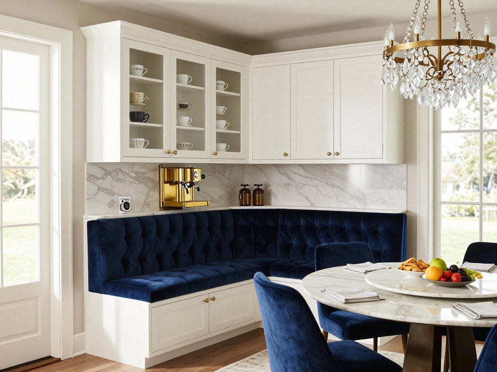 luxury breakfast nook with coffee bar and built-in seating