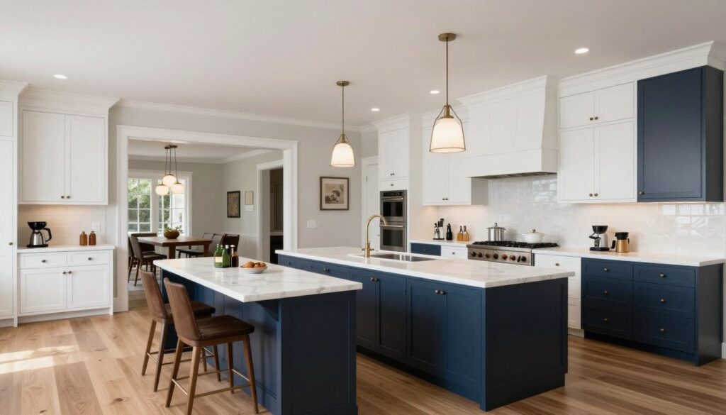 luxury kitchen showcasing multiple built-in coffee station possibilities