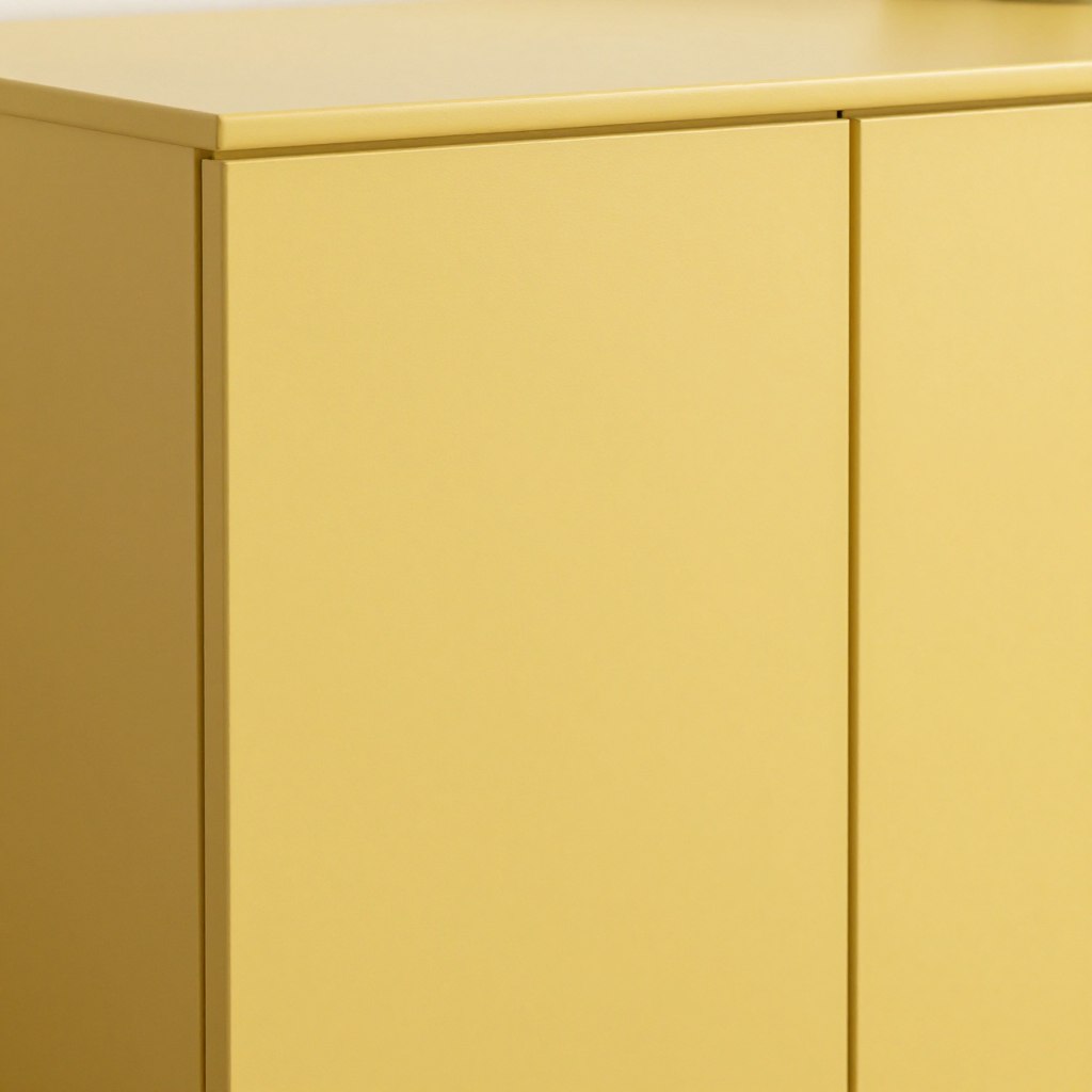 matte finish yellow minimalist kitchen cabinets