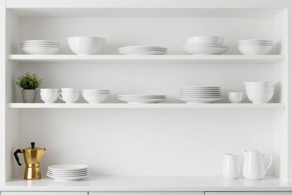 minimalist kitchen styling with intentional negative space