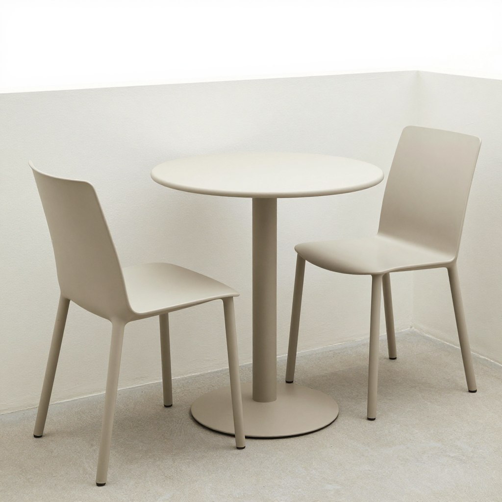 minimalist outdoor bistro set in neutral color