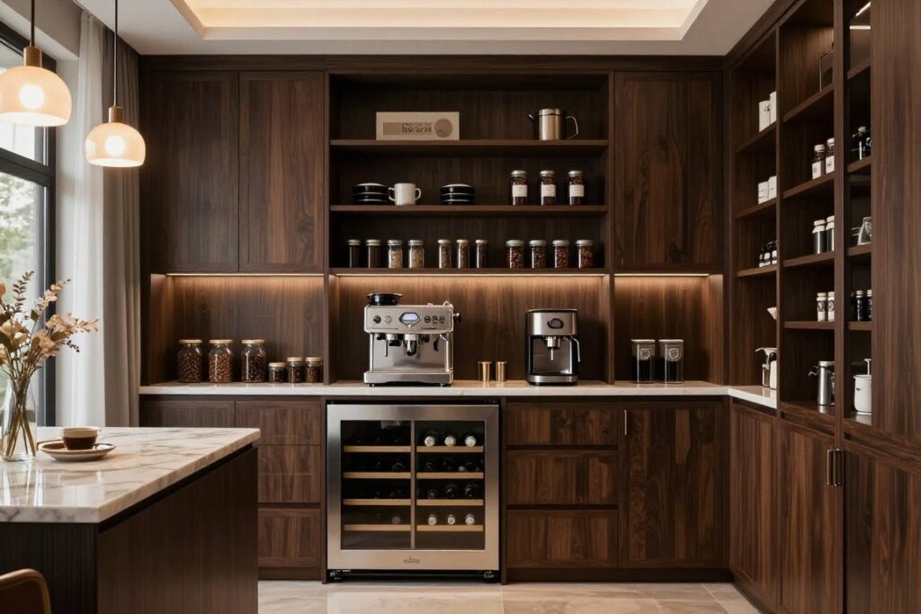 pantry integrated coffee station in luxury home