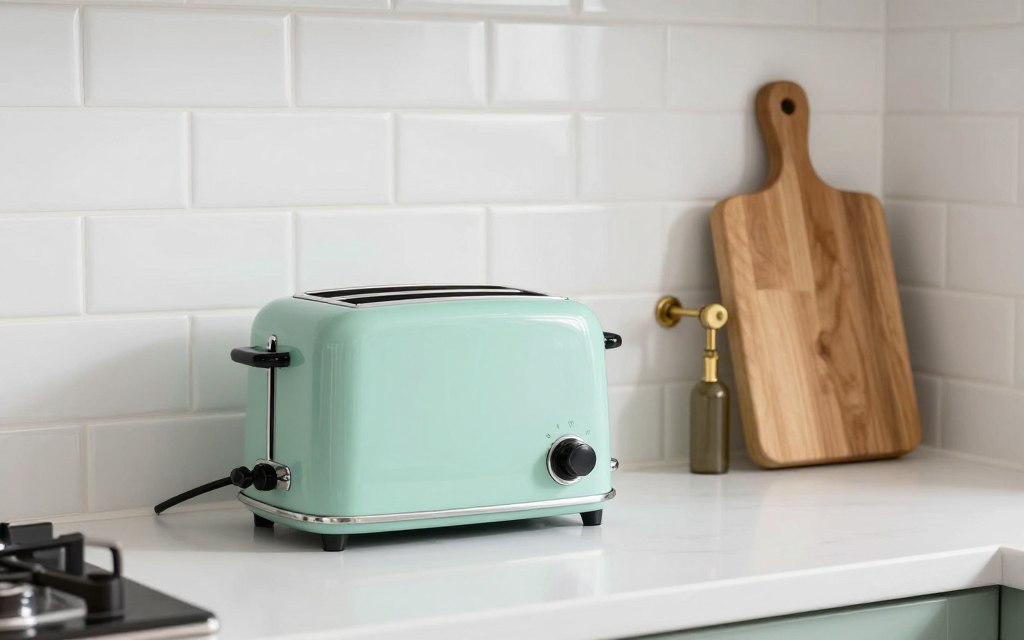 retro small appliances displayed on kitchen counter