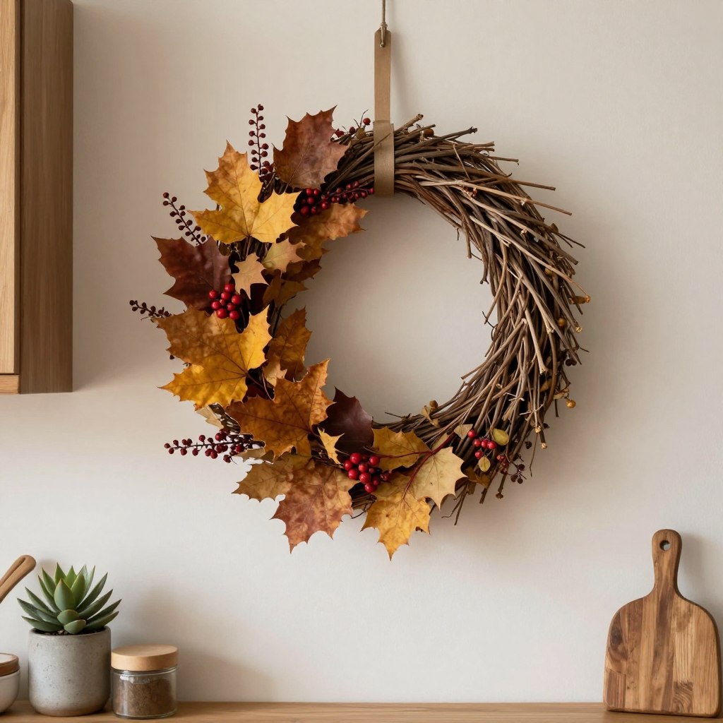 seasonal wreath for kitchen wall
