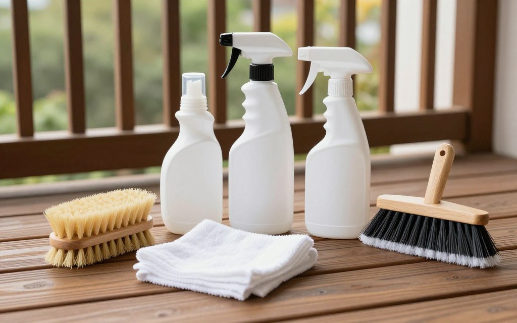 simple cleaning supplies for balcony maintenance