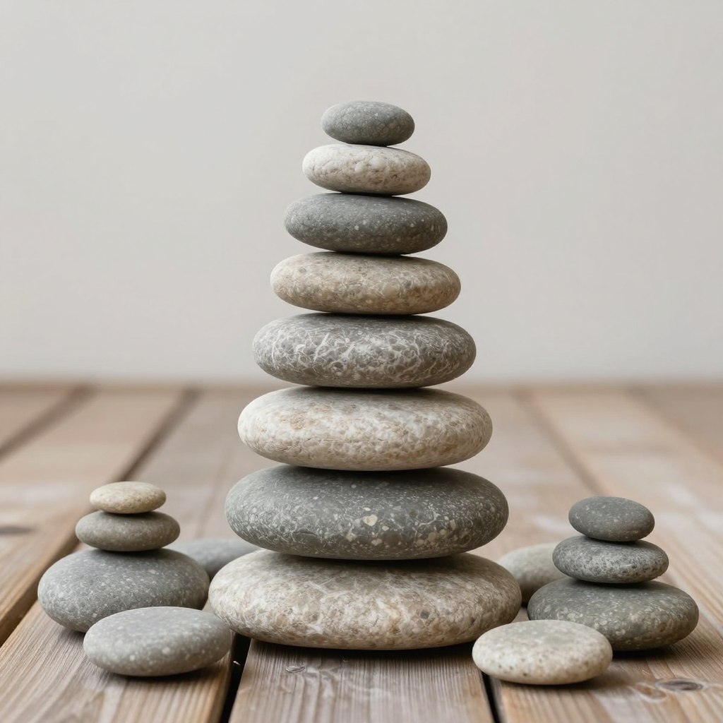 stone cairn stack as zen balcony decoration