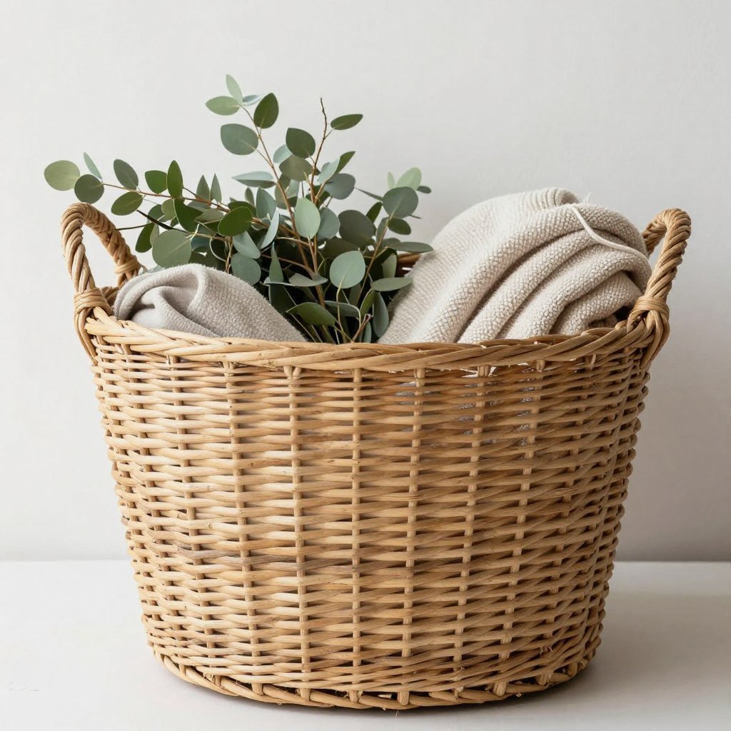 woven basket filled with seasonal items
