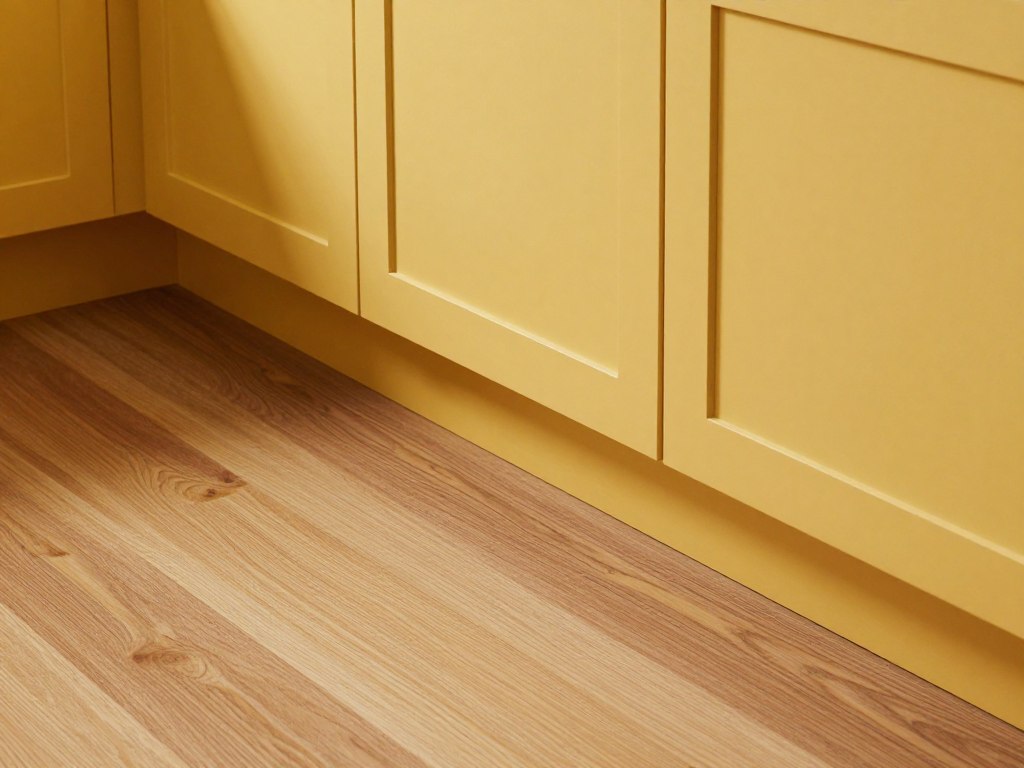 yellow cabinets matching with existing wood flooring tones